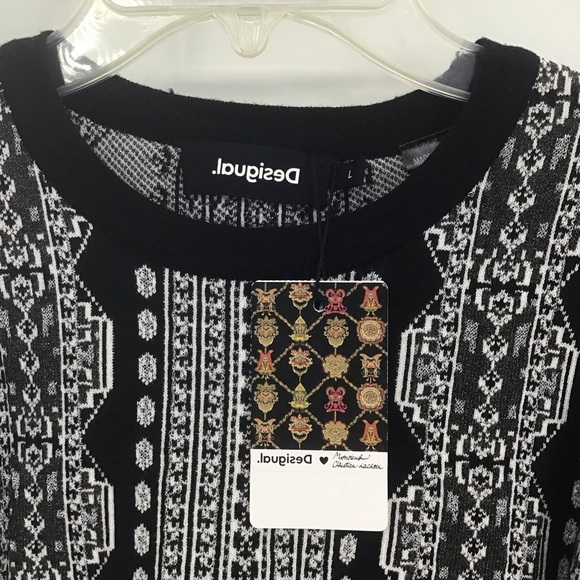 Desigual x Christian LaCroix Balloon-Sleeve Sweater NWT Black/Silver Size L - Picture 5 of 6